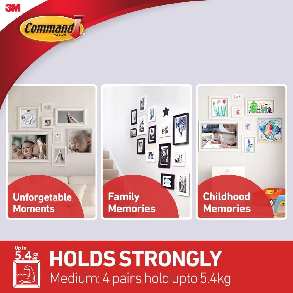 Command Medium Picture Hangers, White, 4 Pairs, Hang Christmas Decorations Damage-Free