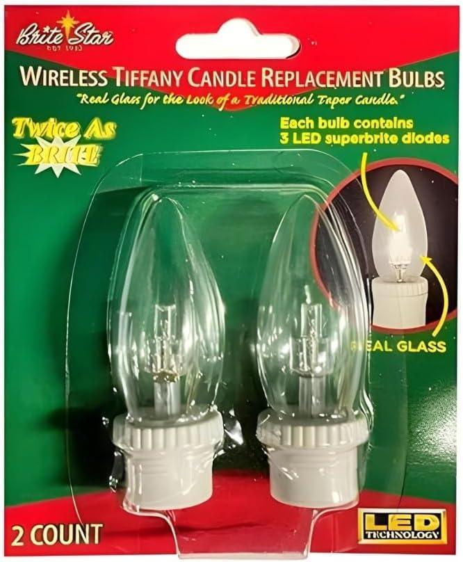 Brite Star Battery Operated Tiffany Replacement Bulb - 2 Count Flameless Candles with Timer- Perfect for Home Décor