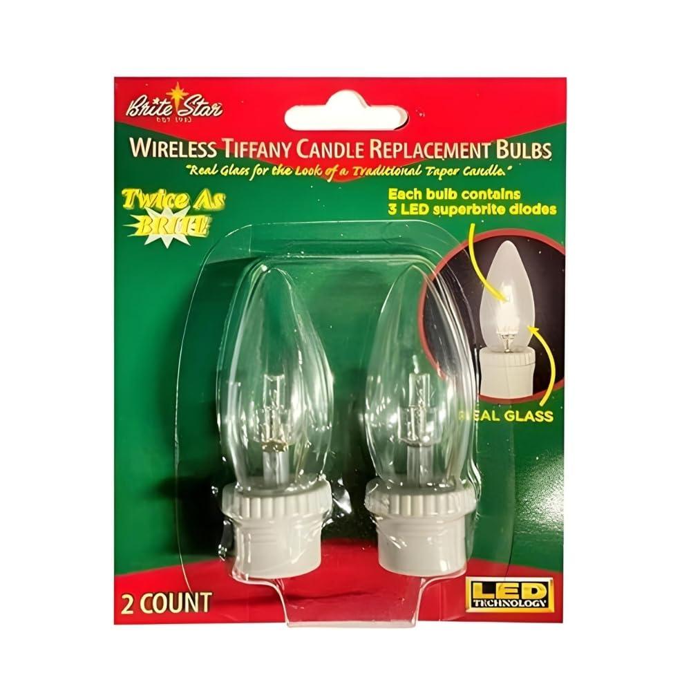 Brite Star Battery Operated Tiffany Replacement Bulb - 2 Count Flameless Candles with Timer- Perfect for Home Décor