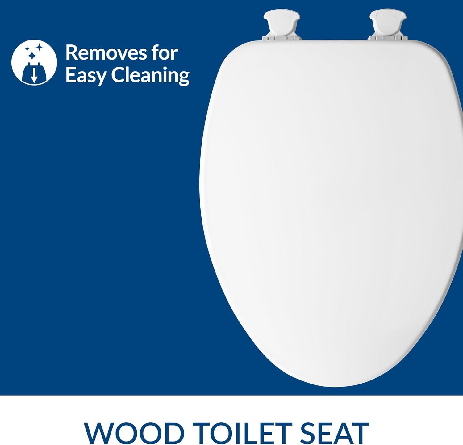 Church 585EC Lift-Off Wood Elongated Toilet Seat, Available in Various Colors