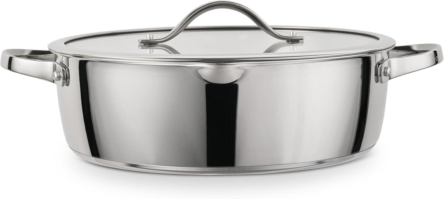 Tramontina Tramontina Tempo Tri-Ply Base Stainless Steel 6-Quart Braiser Pan with Glass Lid, Induction-Ready, Oven-Safe, Dishwasher-Safe