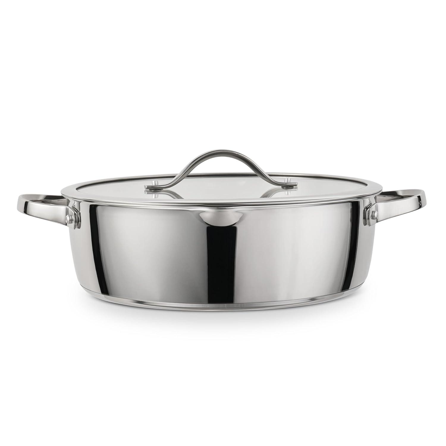 Tramontina Tramontina Tempo Tri-Ply Base Stainless Steel 6-Quart Braiser Pan with Glass Lid, Induction-Ready, Oven-Safe, Dishwasher-Safe
