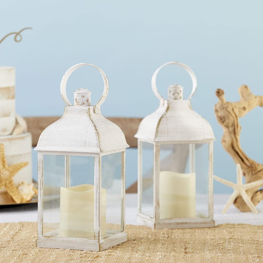 Kate Aspen LED Vintage Decorative White Lantern - Marrakesh (Set of 2) | 18214WT-2set