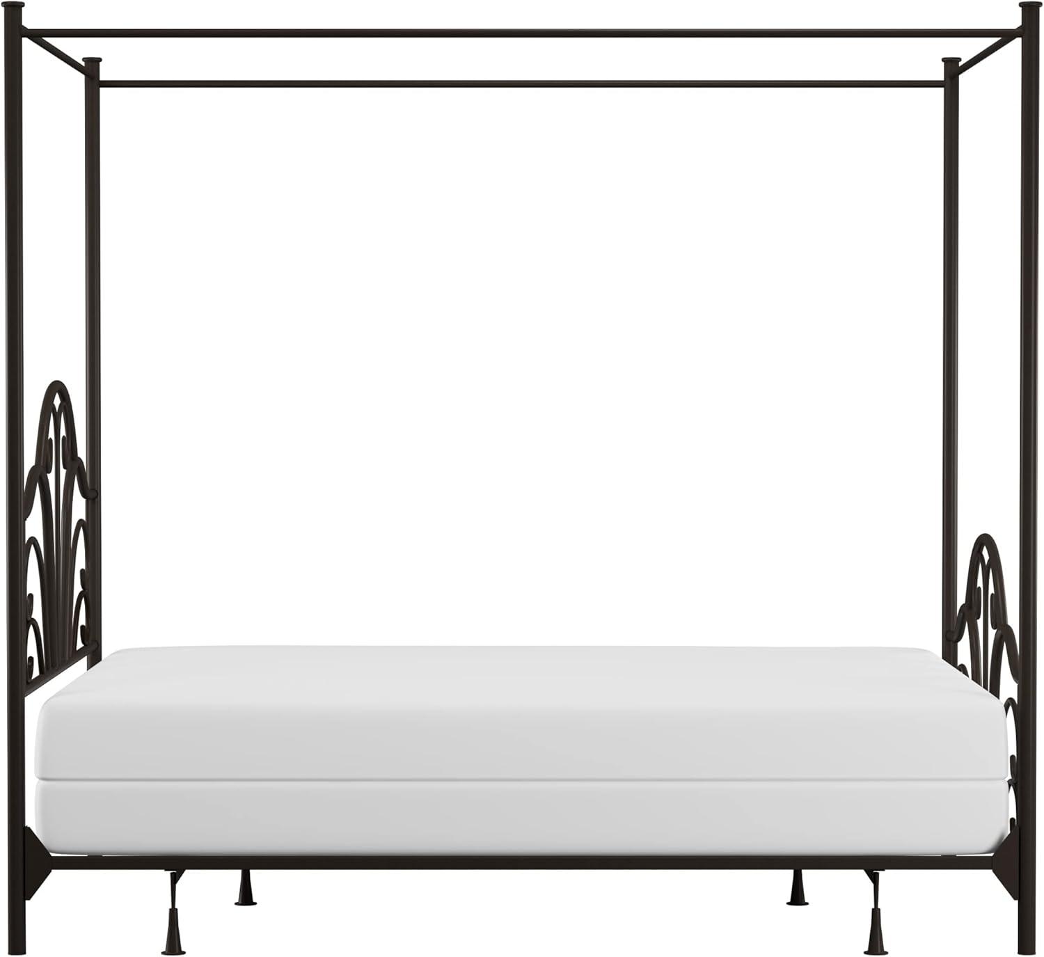 Desert Fields Dover Canopy Metal Bed Frame, Full, Textured Black