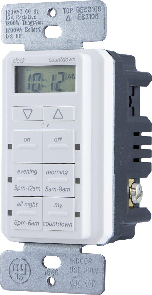 White Digital In-Wall Timer with Blue LED Indicators