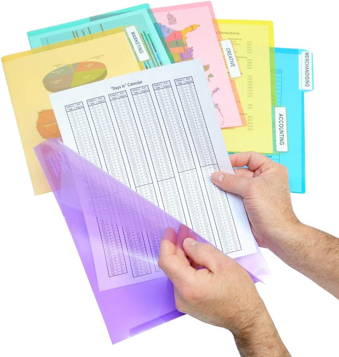 Clear Poly Document Folder Project Pockets, 3rd-Cut, Letter Size, Set of 18