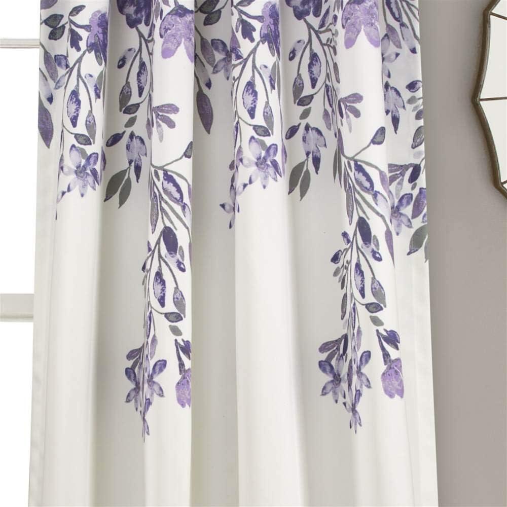 Lush Decor Tanisha Room Darkening 95" x 52" + 2" Header Floral Purple 3" Rod Pocket Pair Window Panel