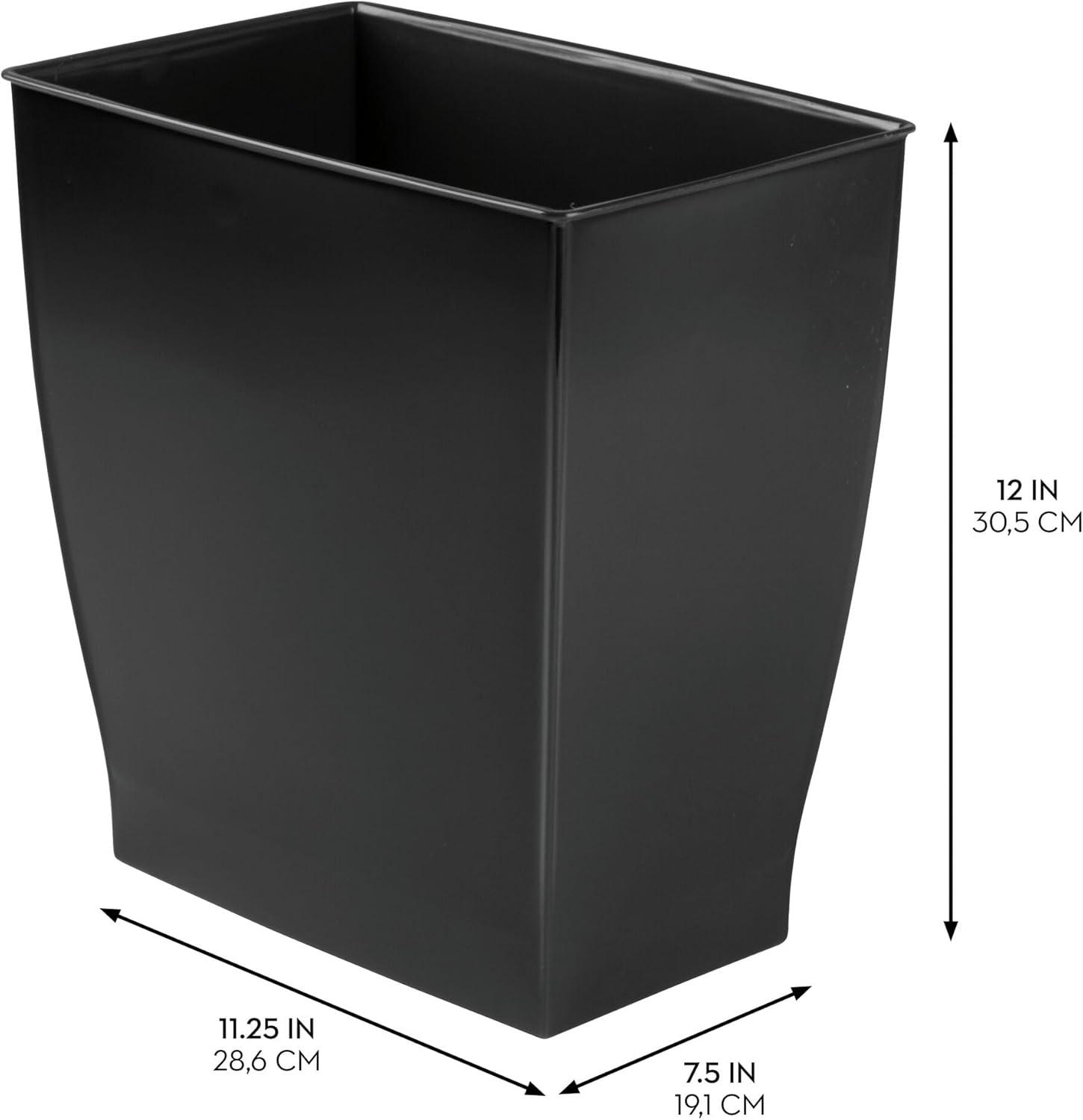 iDesign Mono BPA-Free Plastic Rectangular Waste Basket - 11.25" x 7.5" x 12", Gray