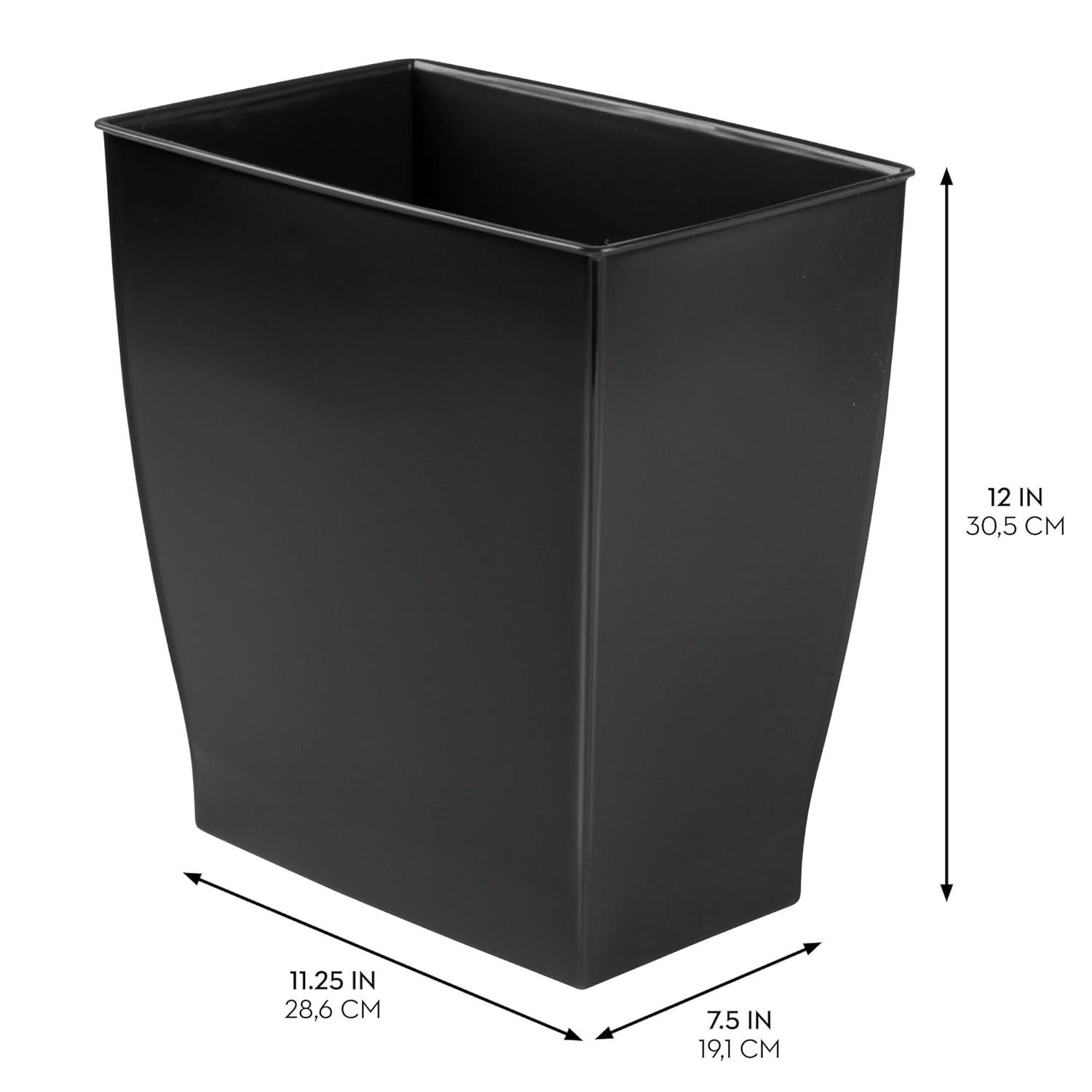 iDesign Mono BPA-Free Plastic Rectangular Waste Basket - 11.25" x 7.5" x 12", Gray