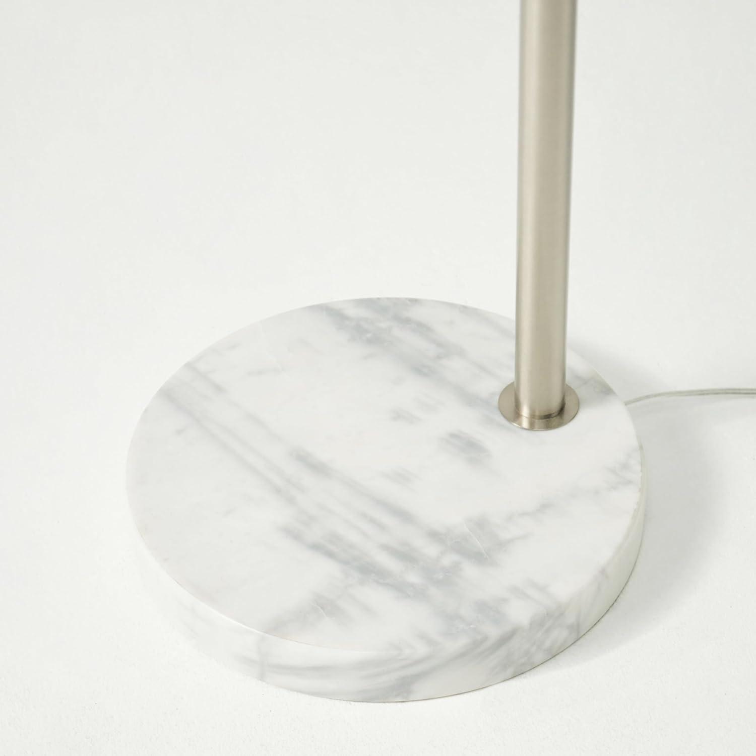 Mason 81 in. Modern Adjustable LED Arched Standing Floor Lamp with Fabric Drum Shade and Weighted Marble Base