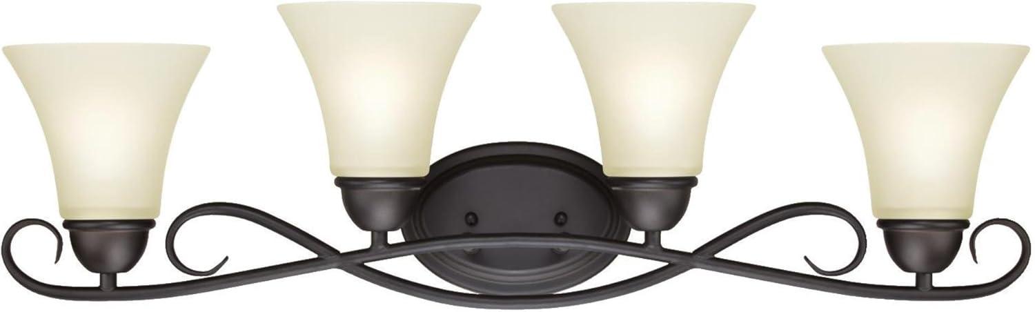 Westinghouse Dunmore 4 Light Wall Fixture Oil Rubbed Bronze Finish Frosted Glass