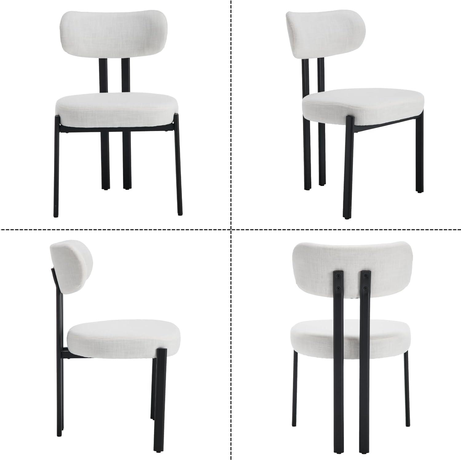 CONCETTA Dining Chairs Set of 4, Kitchen Chairs with Curved Backrest & Metal Legs, Mid Century Modern Round Dining Room Chairs for Vanity, Living Room,Beige