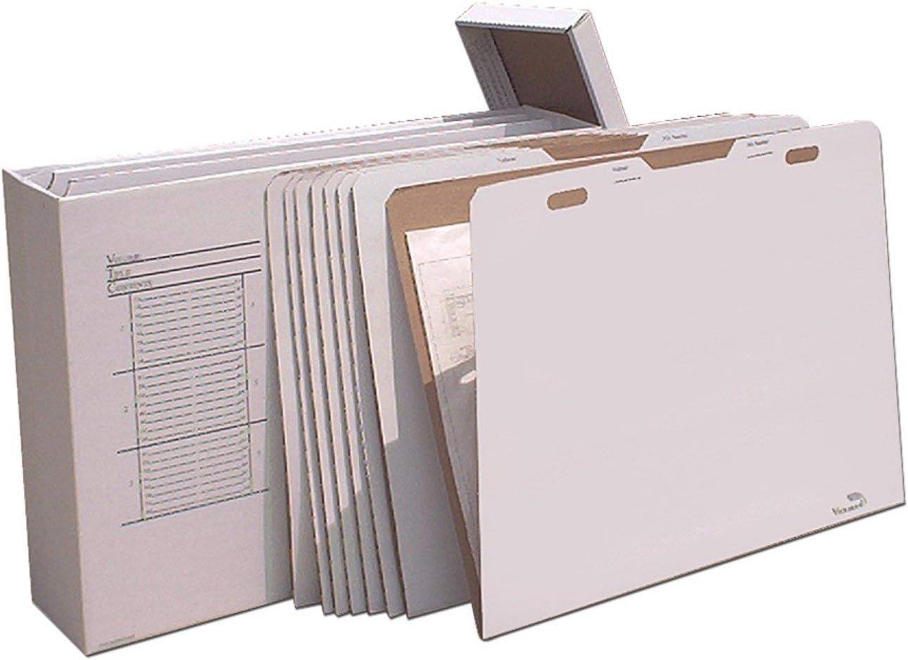 White Corrugated Cardboard Vertical Flat File Box with Folders