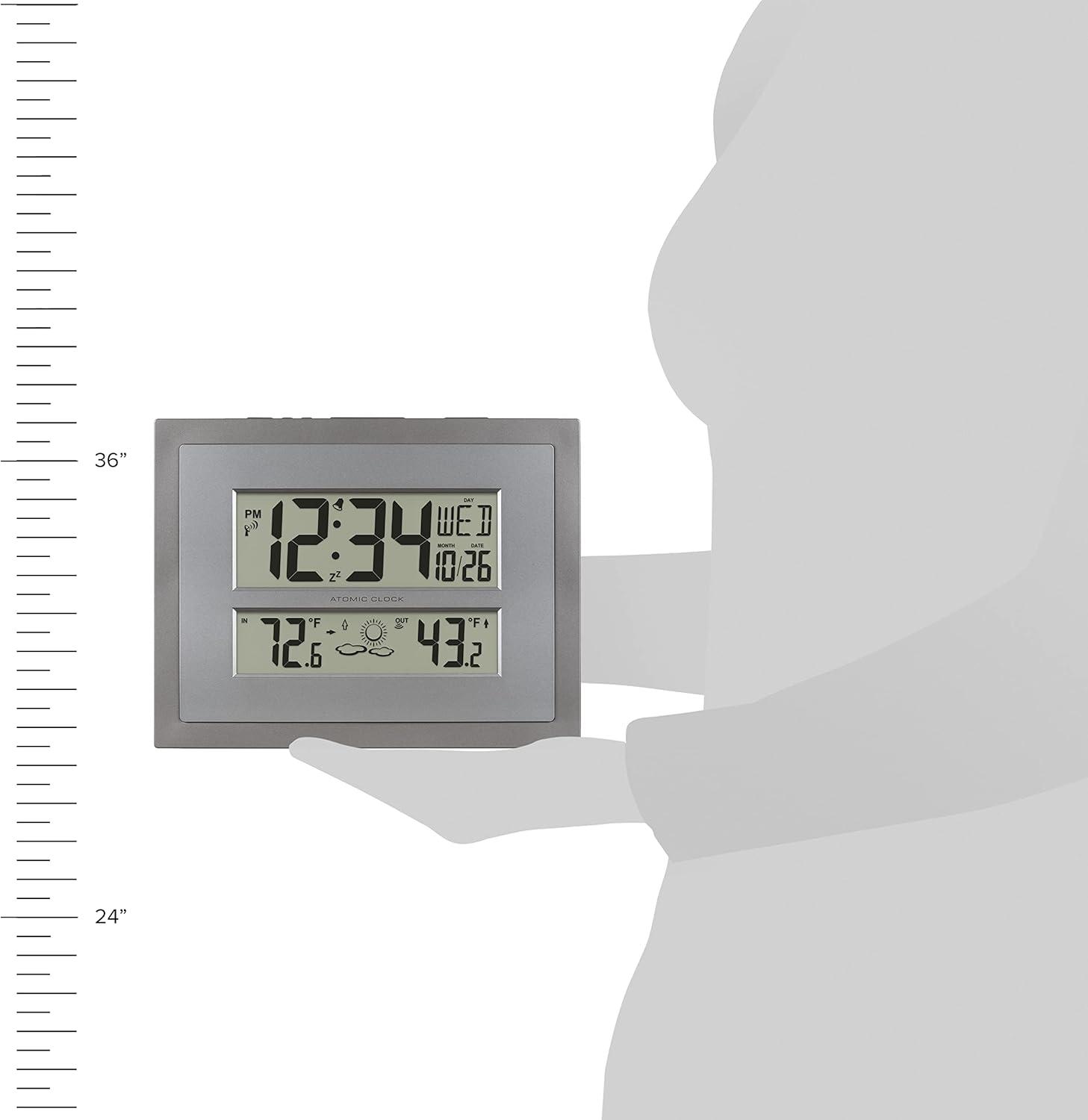 La Crosse Technology Atomic Digital Gray & Silver Contemporary Clock, 512-85937-Int