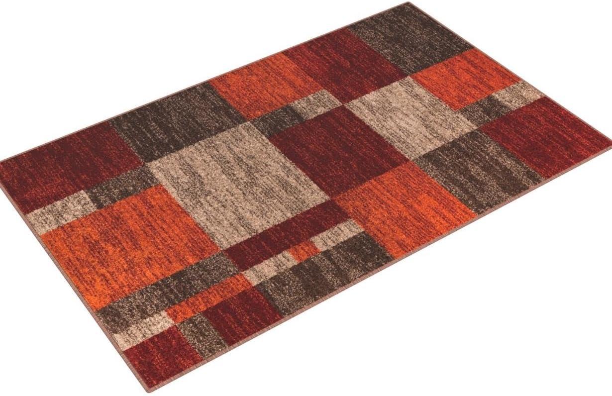 Autumn Collection Modern Contemporary Casual Abstract Area Rug, 5' 3" x 8', Multi/Dark Brown