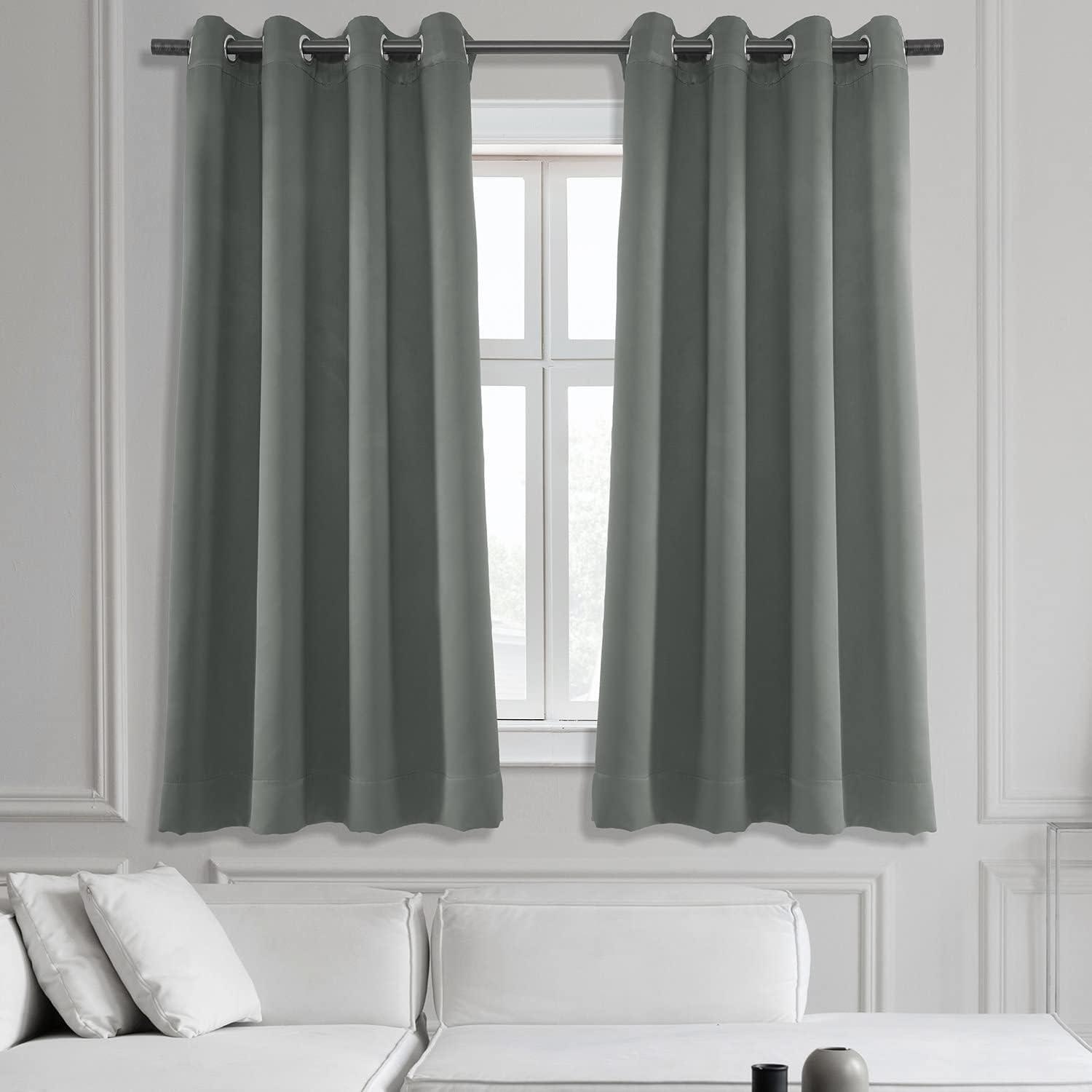 Neutral Grey Grommet Blackout Room Darkening Curtain (1 Panel), Neutral Grey, 50W X 63L