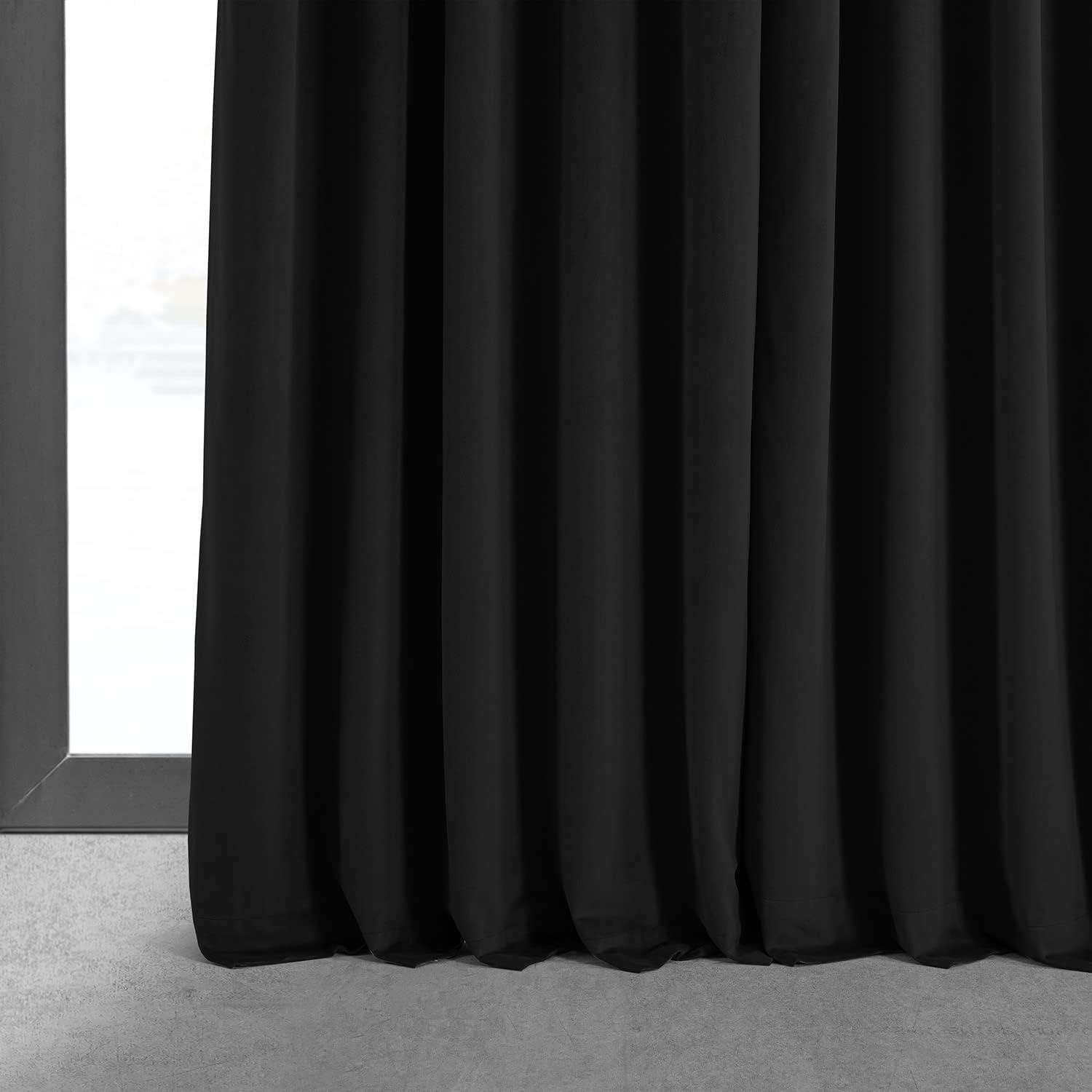 Half Price Drapes Signature Black Extra Wide Velvet Blackout Curtains (1 Panel), 100WX96L