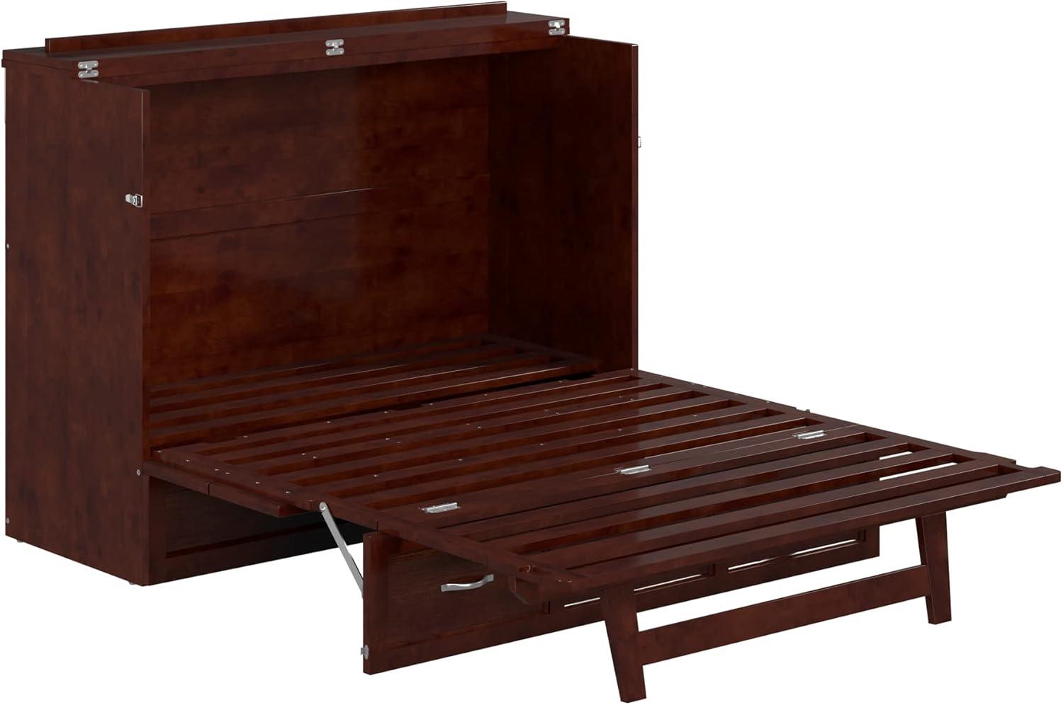 Full Deerfield Murphy Bed Chest with Charger Walnut - AFI: Bedroom Furniture, No Box Spring Needed