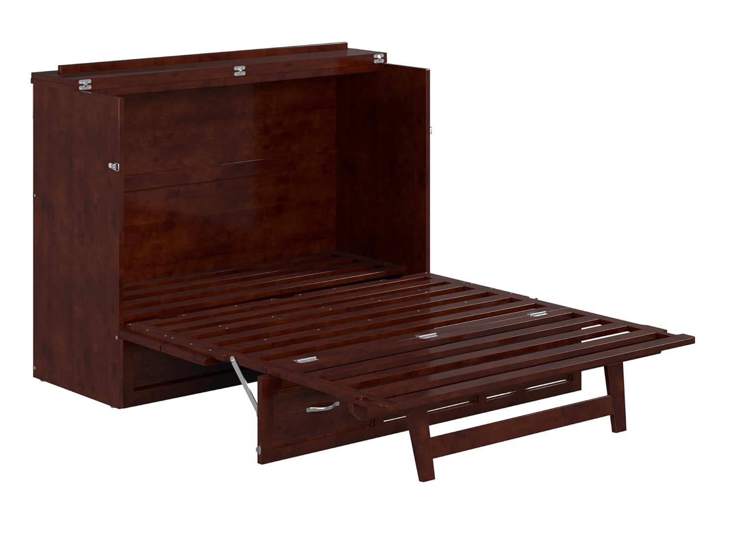 Full Deerfield Murphy Bed Chest with Charger Walnut - AFI: Bedroom Furniture, No Box Spring Needed