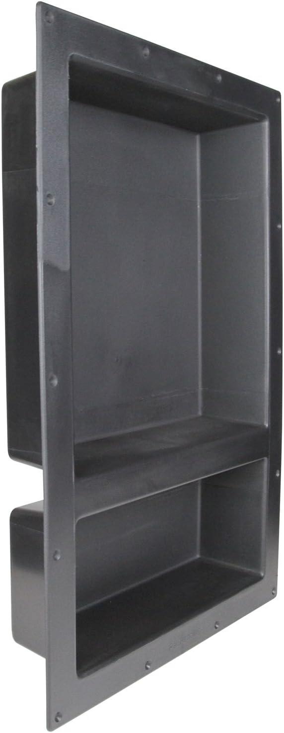 Black ABS Double Shelf Recessed Shower Niche 25" x 17"