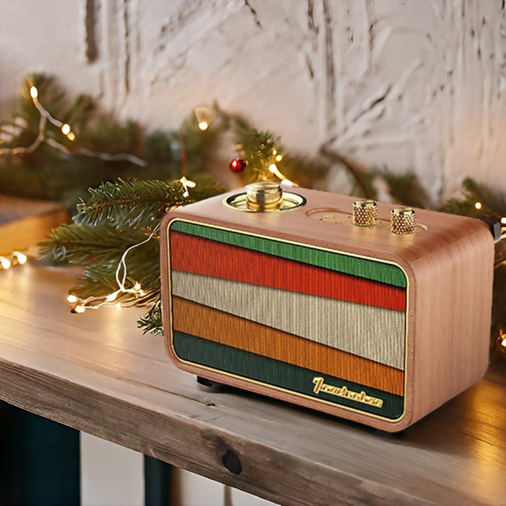 Retro Bluetooth Speaker Wood Vintage Bluetooth Speaker Small Wireless Old Fashion Style, AM/FM Tunning Dial,Electronics for Home, Perfect for Cafe,Restaurant,Vintage Store, Bedroom(Retro Wood)