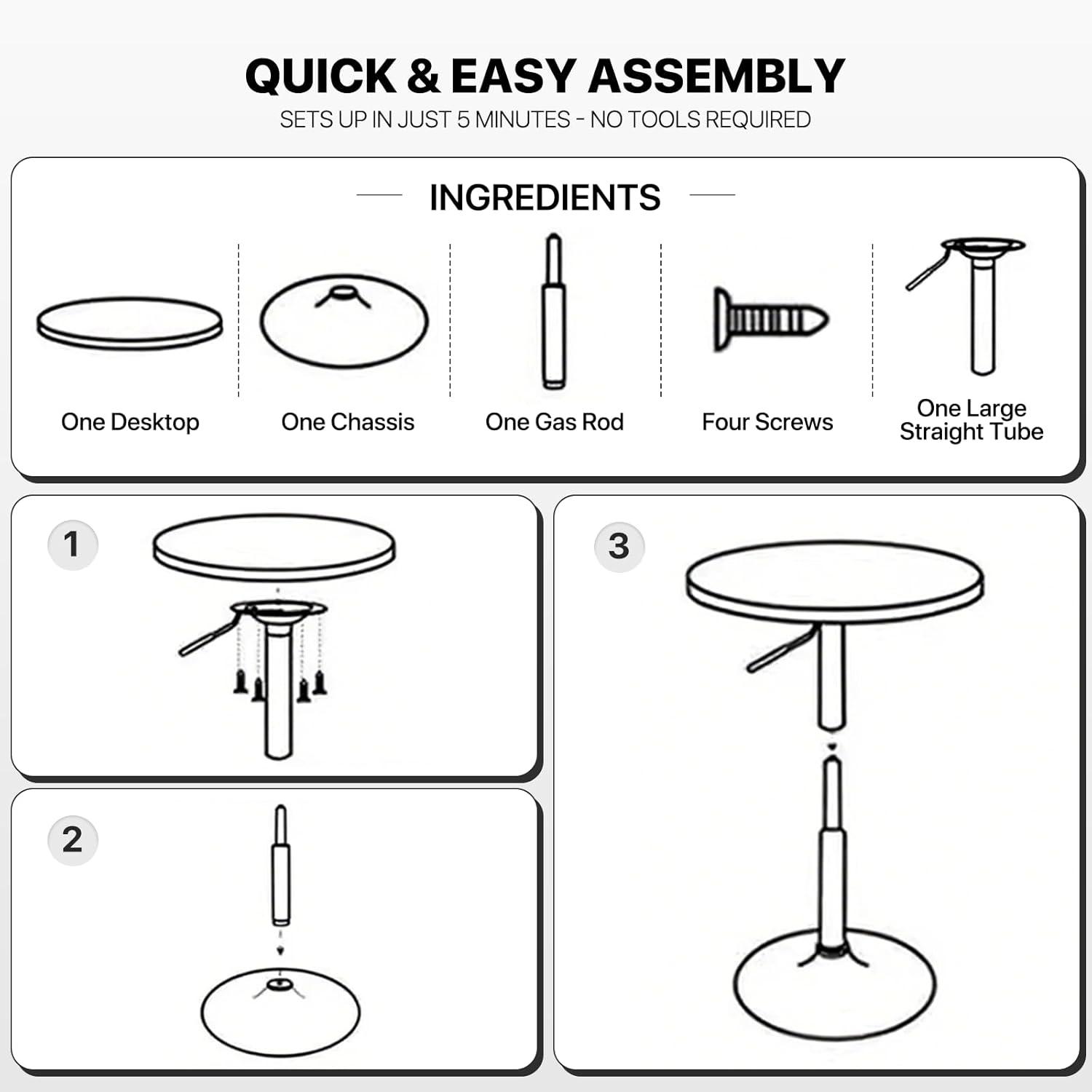 MoNiBloom Round Bar Table Adjustable Height, Swivel Pub Table for Living Room Dining Room Bistro Cafe, 23.6" Wood Texture Top Cocktail Table, White