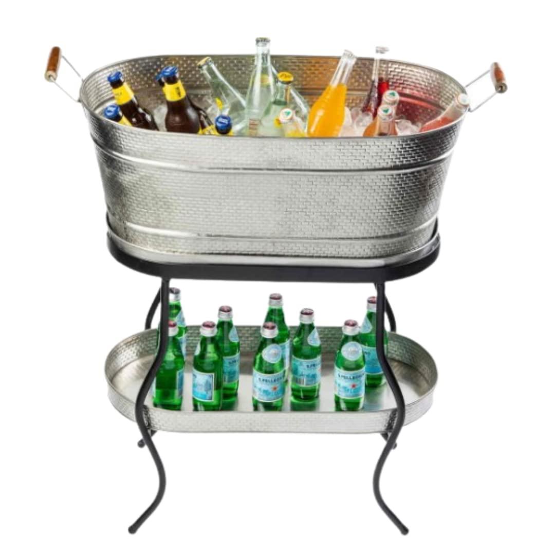 Brickhouse Stainless Steel Beverage Tub with Stand and Tray