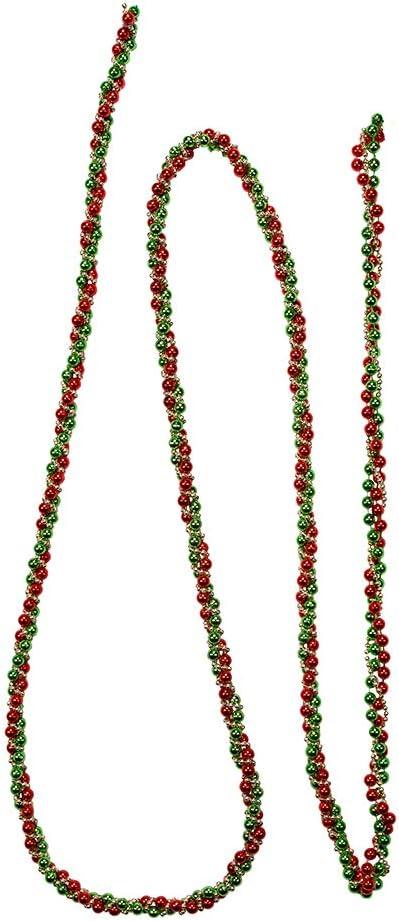 Kurt S. Adler 9-Foot Red, Green and Gold Bead Twisted Garland