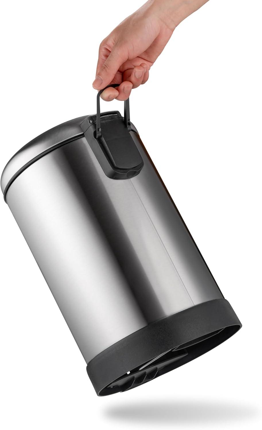 Compact Stainless Steel 1.6 Gallon Step-On Trash Can Set