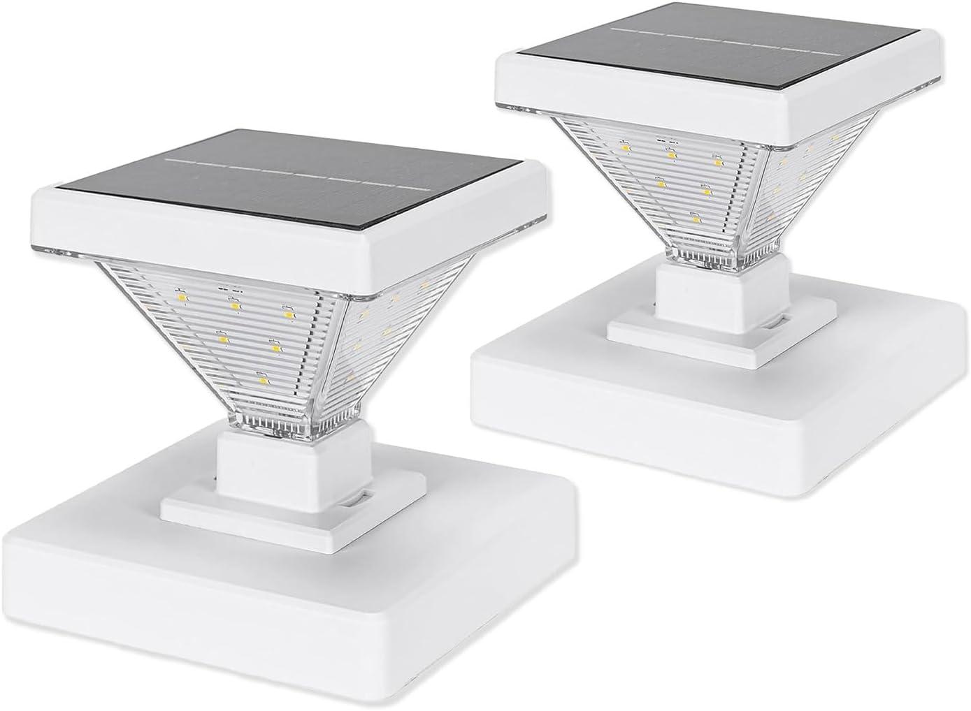 Gama Sonic Luxor Black 4x4 and 5x5 Solar LED Deck Post Cap Light with Warm White and Hi/Lo Mode for Backyard and Wood Fence(2-Pack) (Set of 2)