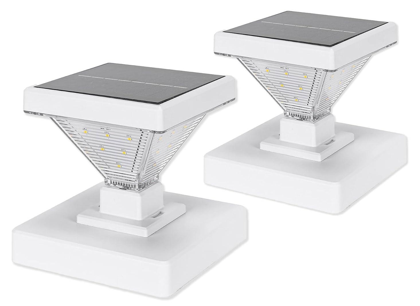 Gama Sonic Luxor Black 4x4 and 5x5 Solar LED Deck Post Cap Light with Warm White and Hi/Lo Mode for Backyard and Wood Fence(2-Pack) (Set of 2)