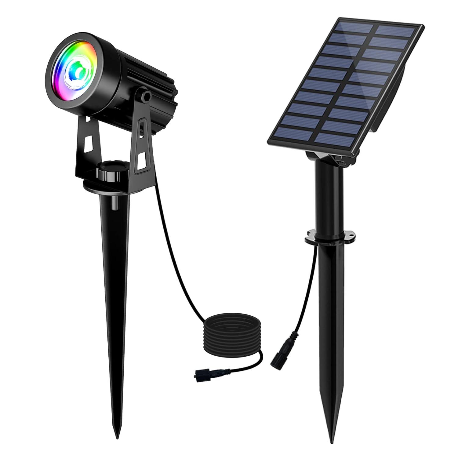 T-SUN LED Landscape Solar Spotlights, Waterproof Outdoor Solar Lights Auto ON/Off Solar Wall Lights for Garden, Driveway, Pathway, Pool Area(Warm White)