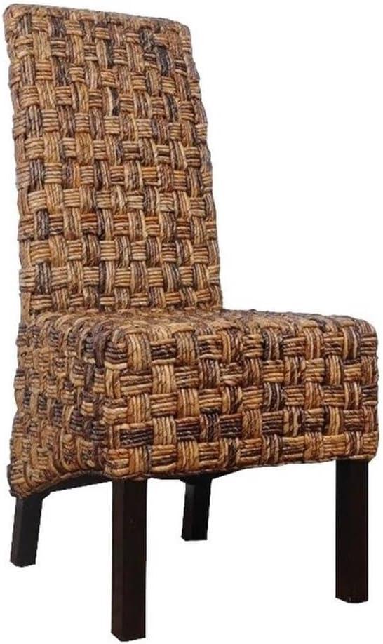 Bowery Hill 40"H Coastal Wicker / Rattan Dining Chair in Brown (Set of 2)