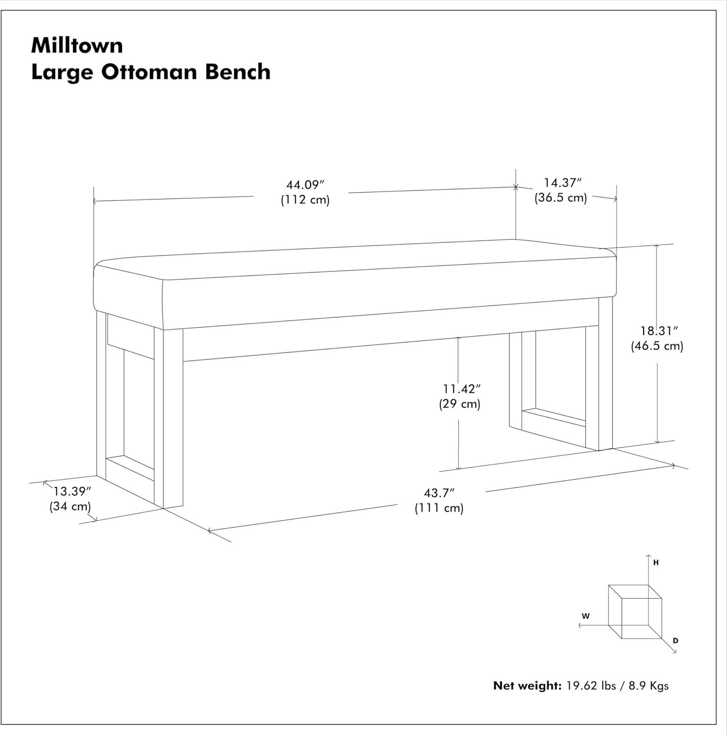 Milltown Tweed Style Fabric Upholstered Bench