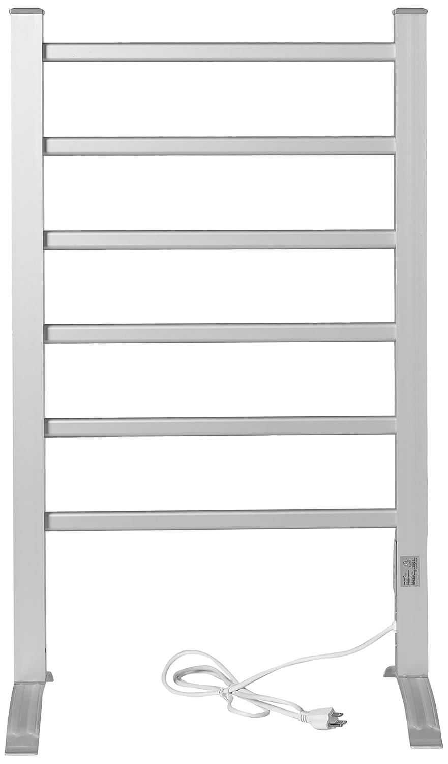 LCM Home Fashions PA002T Heat Rails Drying Rack Free Standing Electric Towel Warmer Silver