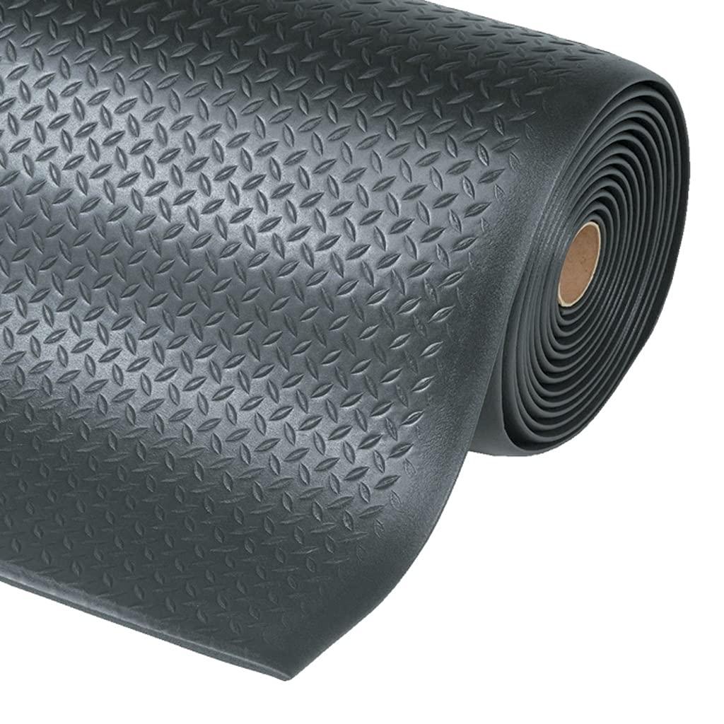 Black 5ft Closed Cell PVC Foam Antifatigue Mat with Diamond Plate Pattern