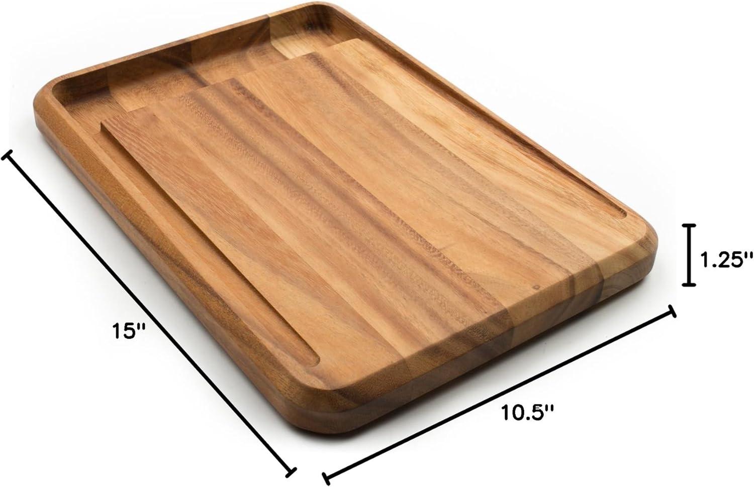 Acacia Wood Rectangular Bread Board with Juice Groove