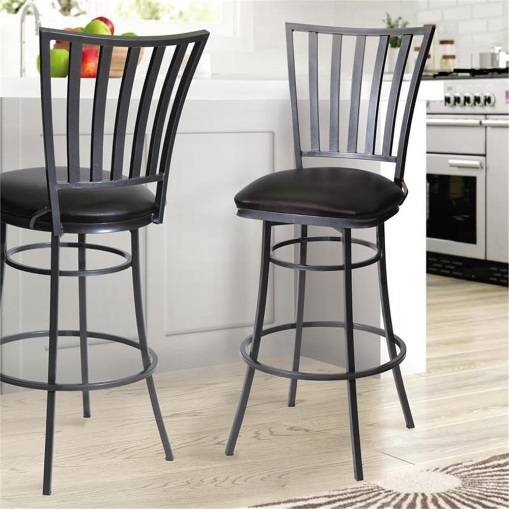 Steve Silver Stellan Commercial Grade Black Metal Swivel Barstool