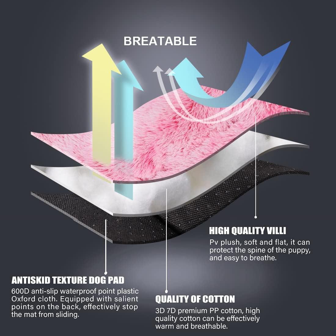 Vonabem Large Dog Bed Pink, Washable Pet Crate Pads for Large Medium Dogs, Plush Soft Girl Princess Puppy Beds Kennel Pad,Anti-Slip Pets Mats for Sleeping 36inch 35 * 23 inch