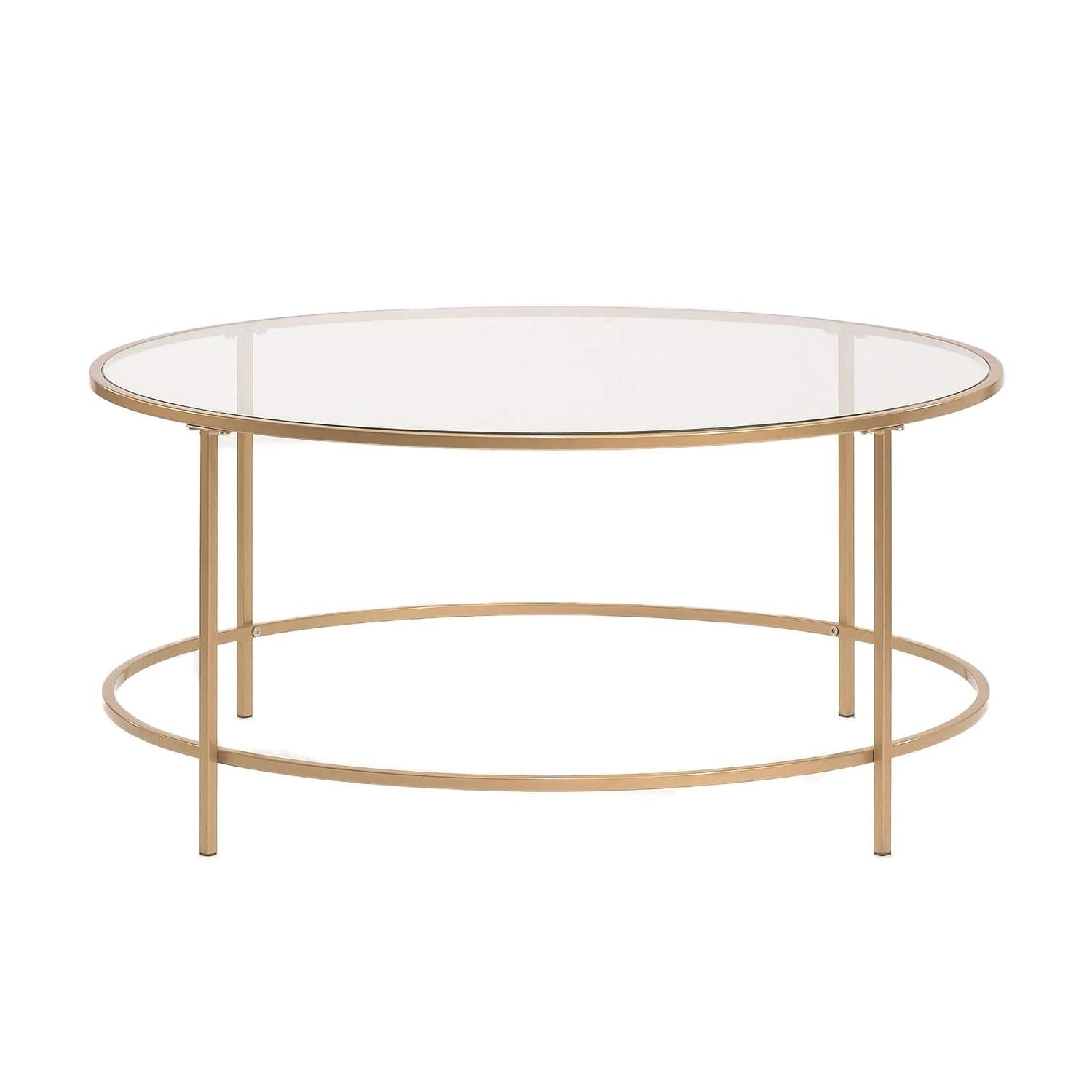 Sauder International Lux Round Coffee Table, Satin Gold