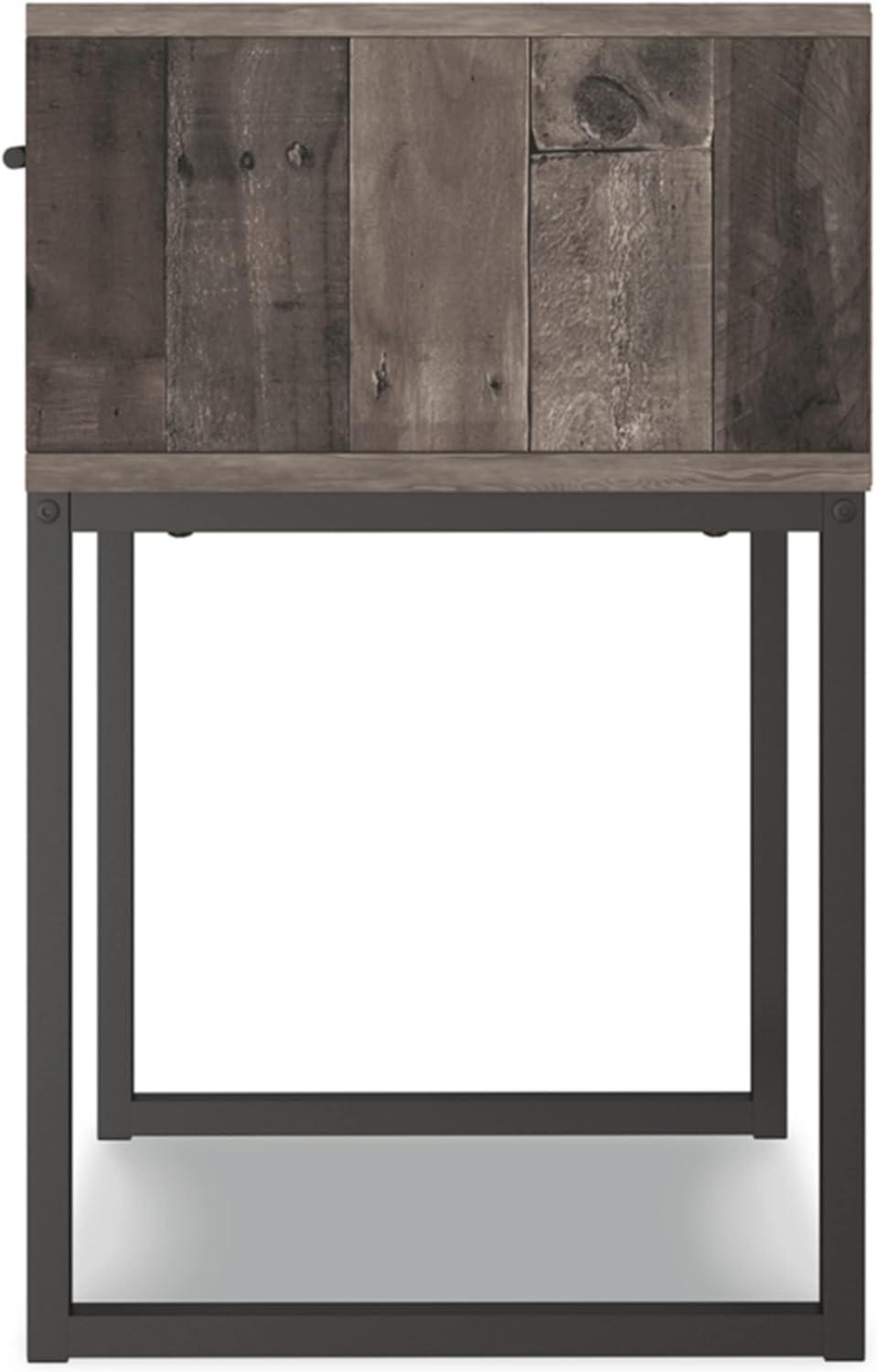 Neilsville Nightstand Black/Gray/Beige - Signature Design by Ashley: Canted Metal Legs, Rustic Finish