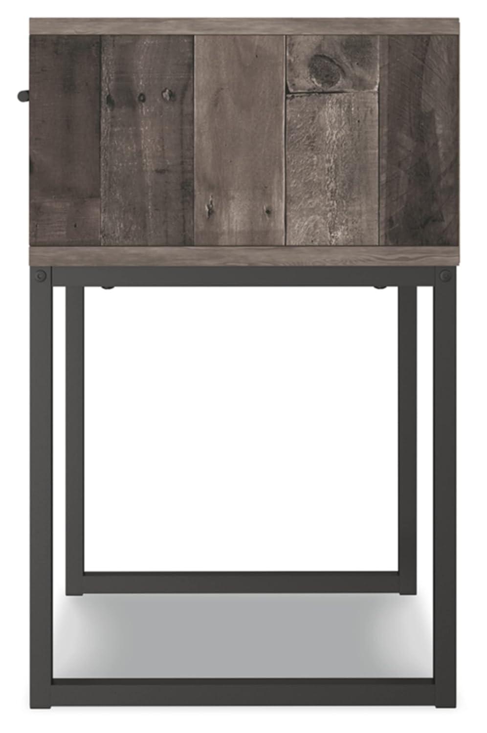 Neilsville Nightstand Black/Gray/Beige - Signature Design by Ashley: Canted Metal Legs, Rustic Finish