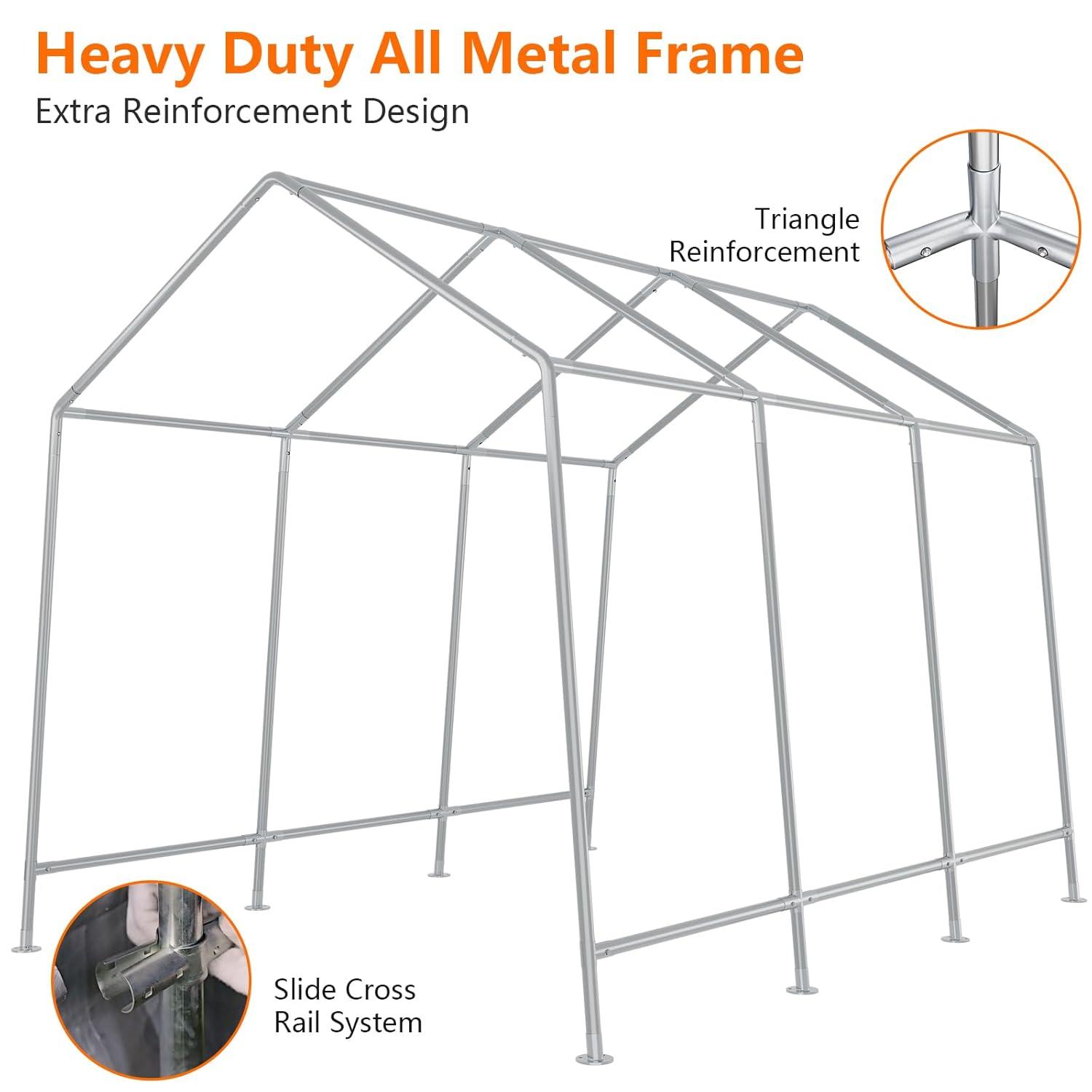 babevy Durable Canopy Carport With Storage Shed - Roll-Up Zipper Door in , 103.92" H x 96" W x 168" D