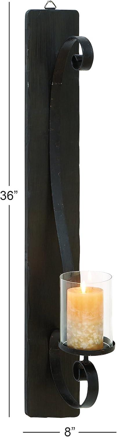 DecMode Bronze Metal Geometric Handmade Pillar Wall Sconce with Smoked Glass