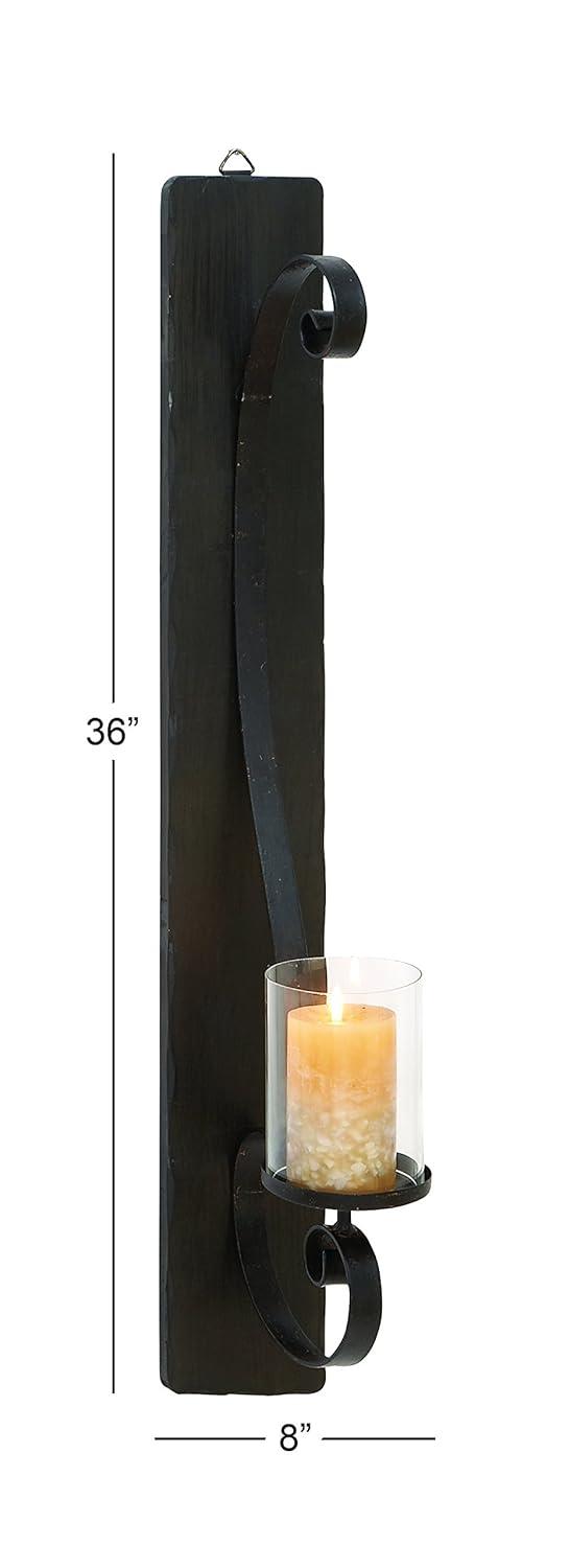 DecMode Bronze Metal Geometric Handmade Pillar Wall Sconce with Smoked Glass