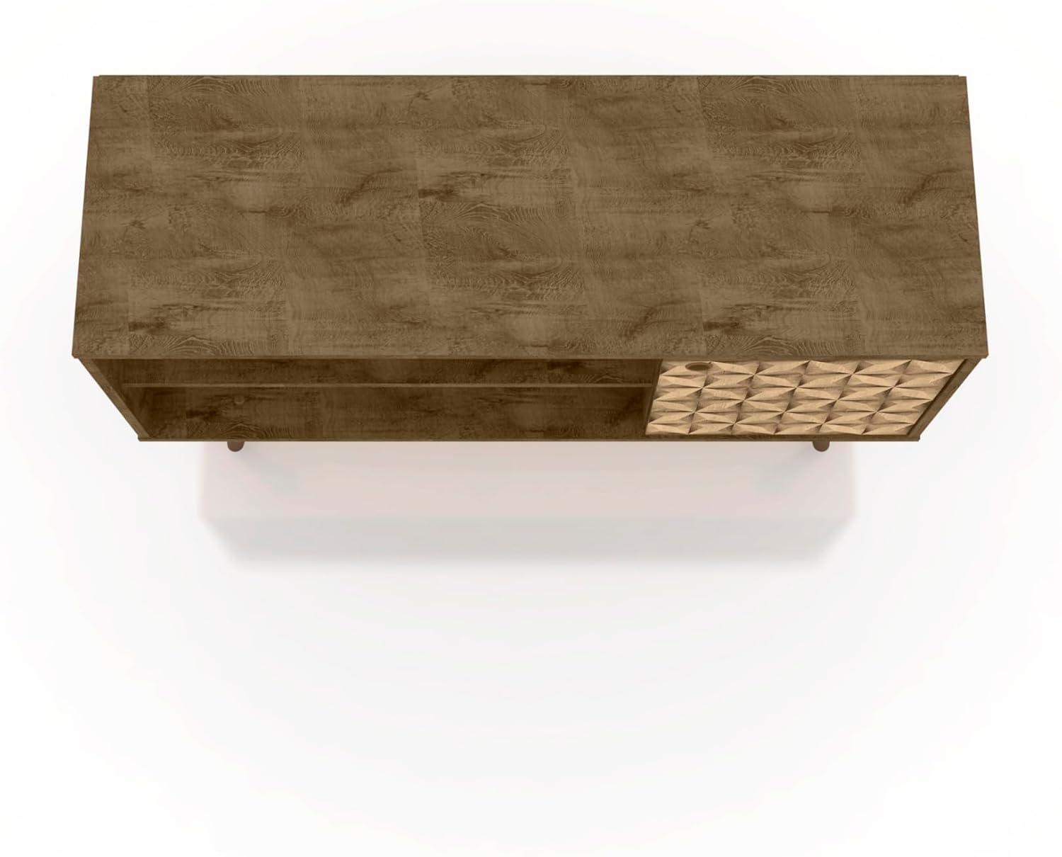 Liberty Mid-Century Modern 2 Shelves and 1 Door with TV Stand for TVs up to 46" Rustic Brown - Manhattan Comfort