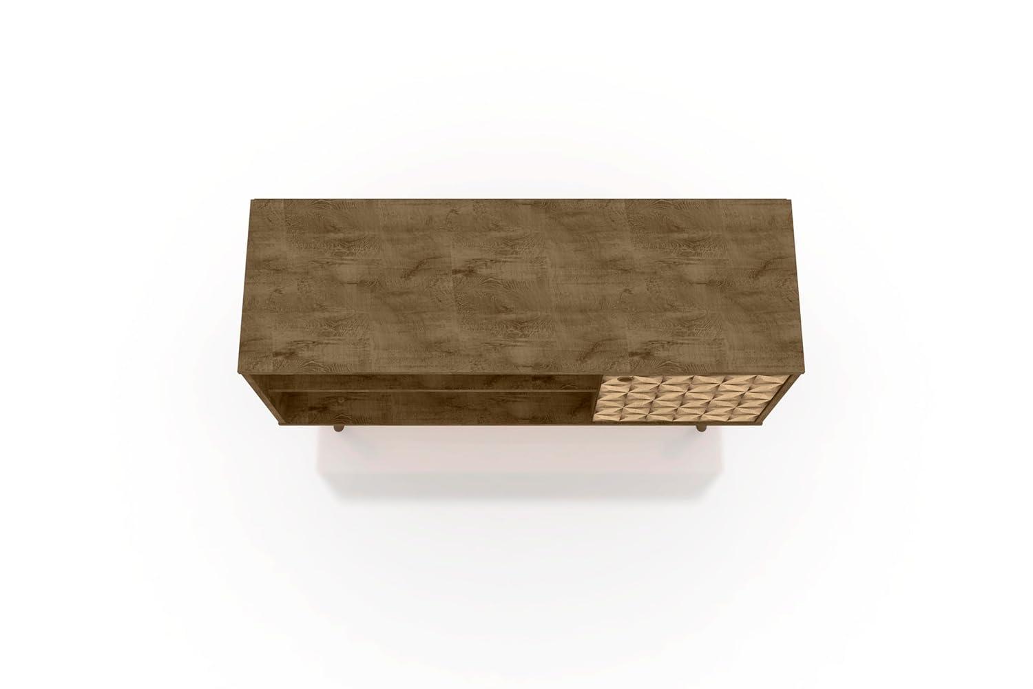 Liberty Mid-Century Modern 2 Shelves and 1 Door with TV Stand for TVs up to 46" Rustic Brown - Manhattan Comfort