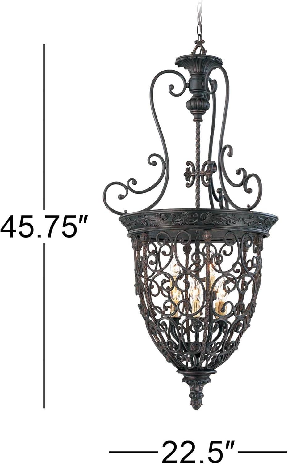 Franklin Iron Works French Scroll Rubbed Bronze Chandelier 22 1/2" Wide Rustic 9-Light Fixture for Dining Room House Kitchen Island Entryway Bedroom