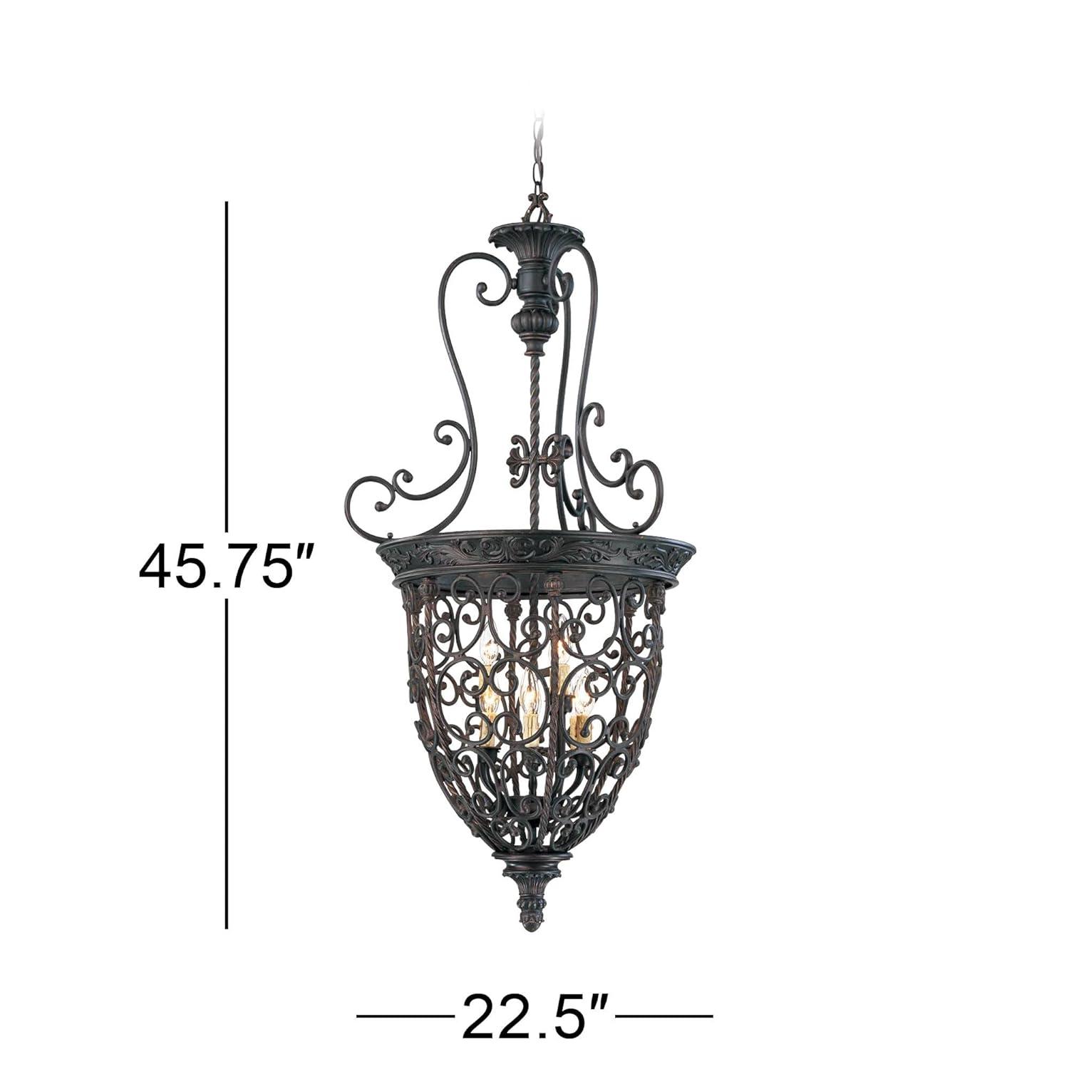 Franklin Iron Works French Scroll Rubbed Bronze Chandelier 22 1/2" Wide Rustic 9-Light Fixture for Dining Room House Kitchen Island Entryway Bedroom