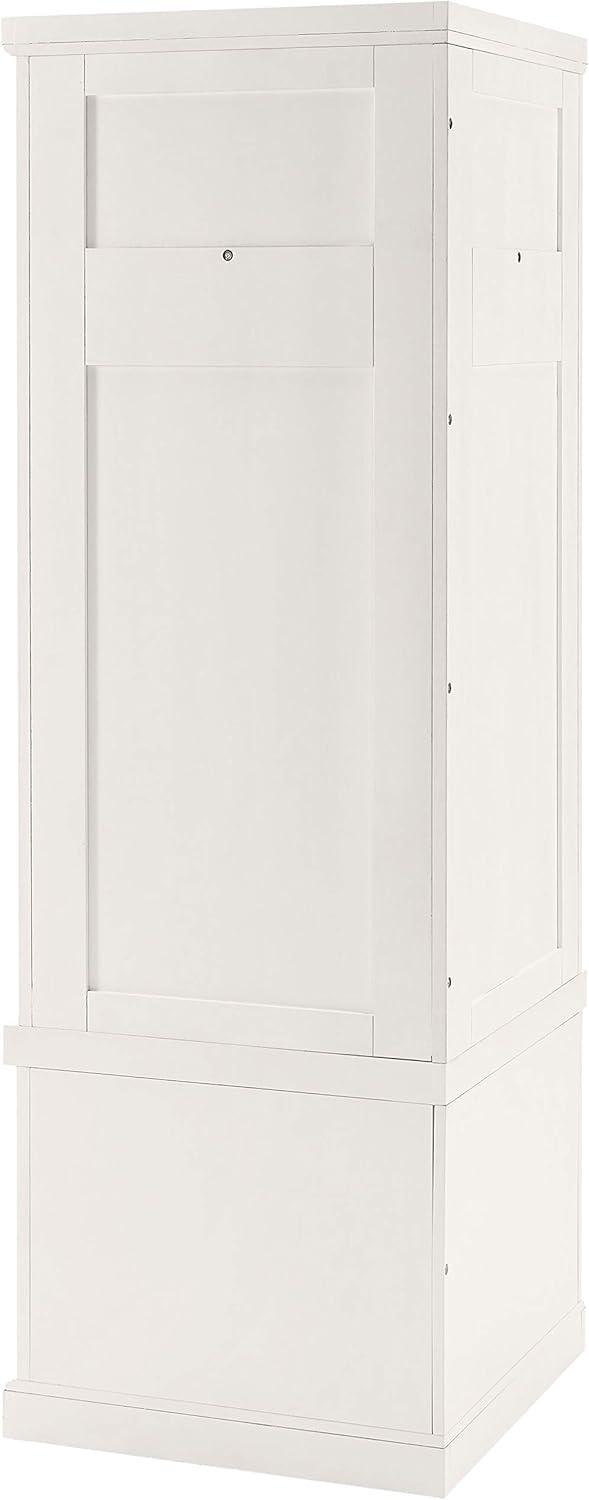 Seaside Corner Hall Tree Distressed White - Crosley: Entryway Organizer with Shoe Storage, 4 Hooks